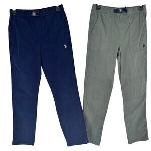 Boys XL 14-16 Bundle of 2 US Polo Assn Utility Buckle Pant Navy Green Relaxed